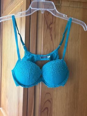 Aerie Teal Lace Rhinestone Bra 34B